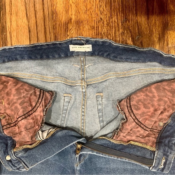 Good American Distressed Leopard Print Pocket Detail Jeans Size 18 - Picture 7 of 8